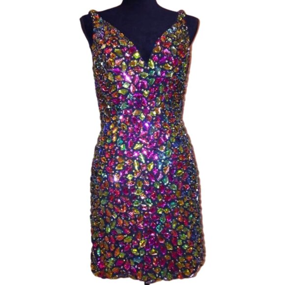 Luxury Couture Designer Crystals Beaded Runway Glamorous Cocktail Party Dress NW - Picture 4 of 12